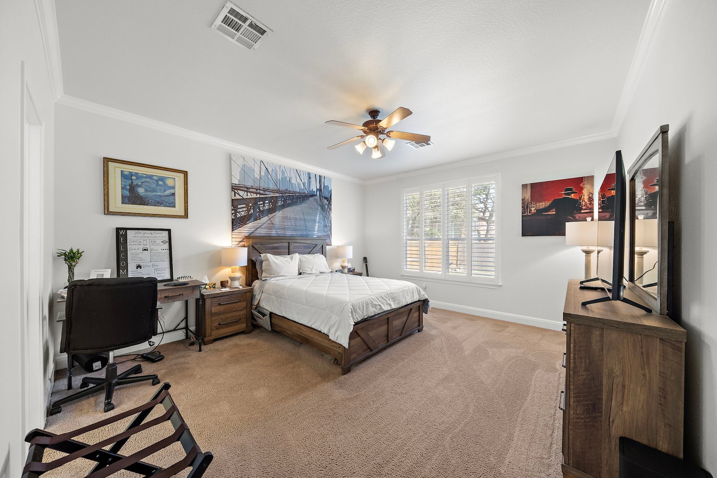 Primary bedroom at six bedroom Austin retreat